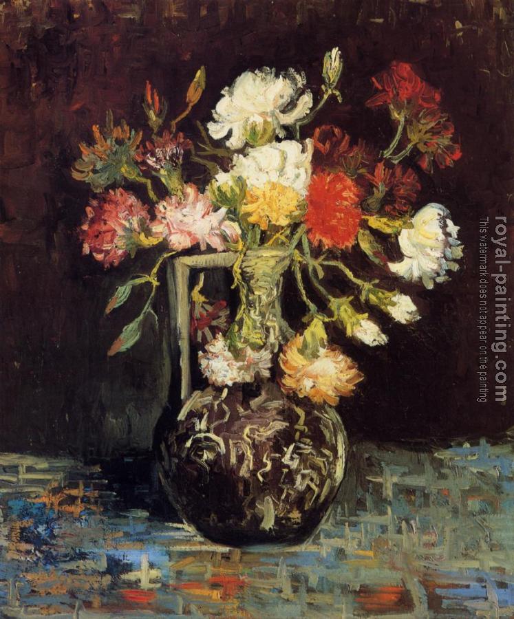 Vincent Van Gogh : Vase with White and Red Carnations